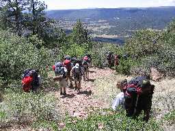 Climbing Urraca Mesa above Toothache Springs